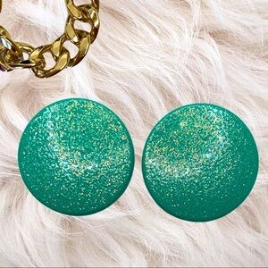 Glitter Aqua‎ green post earrings